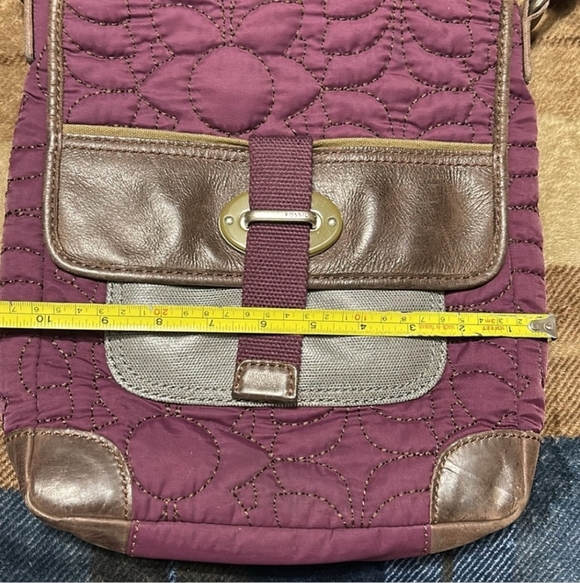 Fossil Quilted Purple and Brown Crossbody Bag - Picture 12 of 16